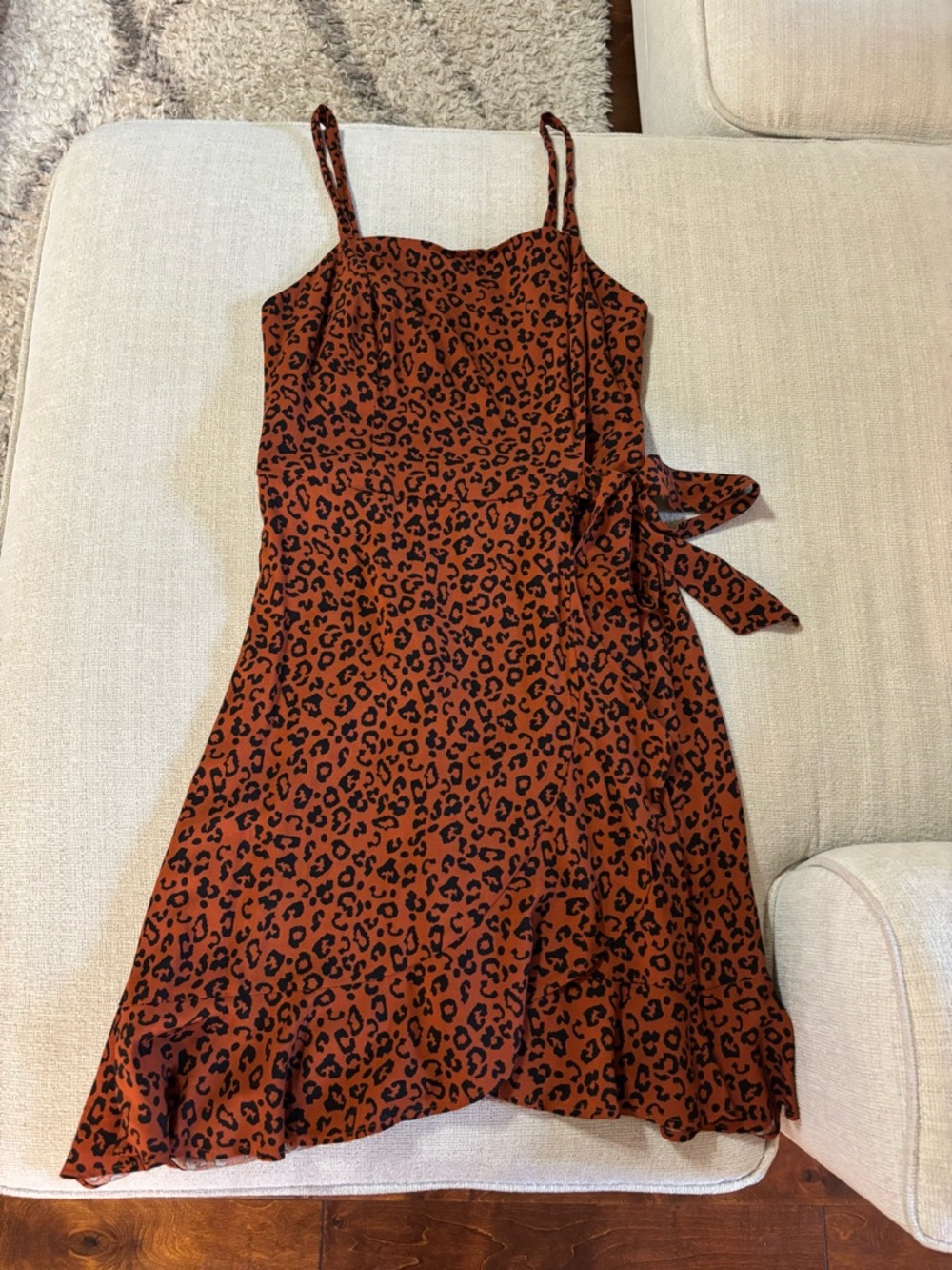 Xhilaration Rust Leopard Midi Slip Dress